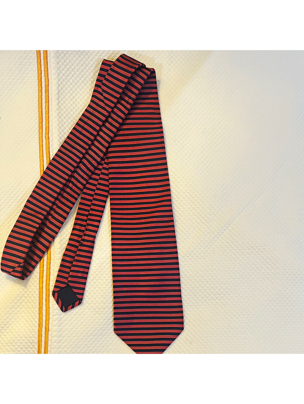 Brooks Brothers Men's Silk Tie Navy/Pink Striped Woven Pointed